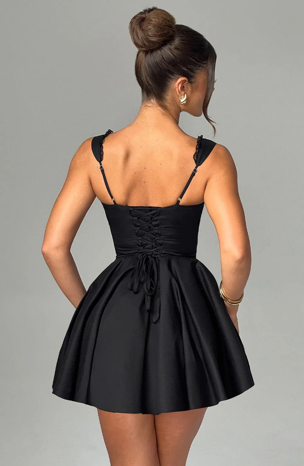 Rosé — Vestido mini corset con lazo en busto