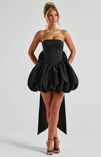 Ruby — Vestido mini corset falda globo con moño