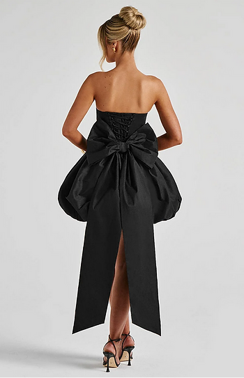 Ruby — Vestido mini corset falda globo con moño