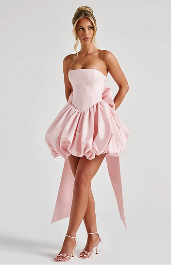 Ruby — Vestido mini corset falda globo con moño
