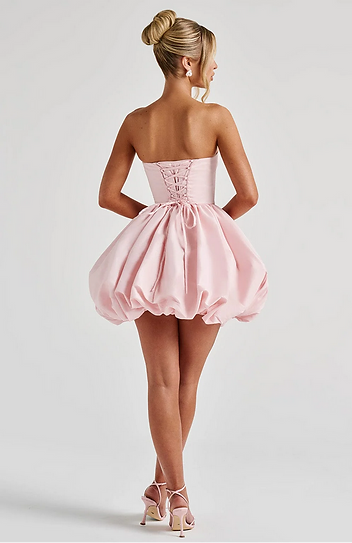 Ruby — Vestido mini corset falda globo con moño