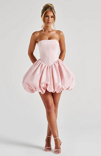 Ruby — Vestido mini corset falda globo con moño