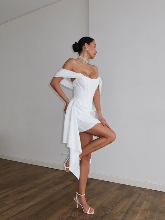 Selene — Vestido mini corset con volantes