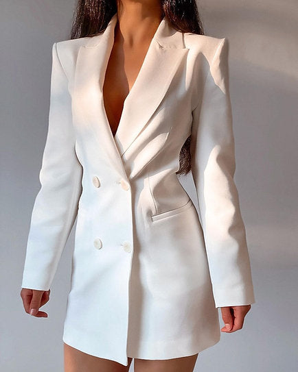 Sienna — Vestido mini tipo blazer con espalda descubierta