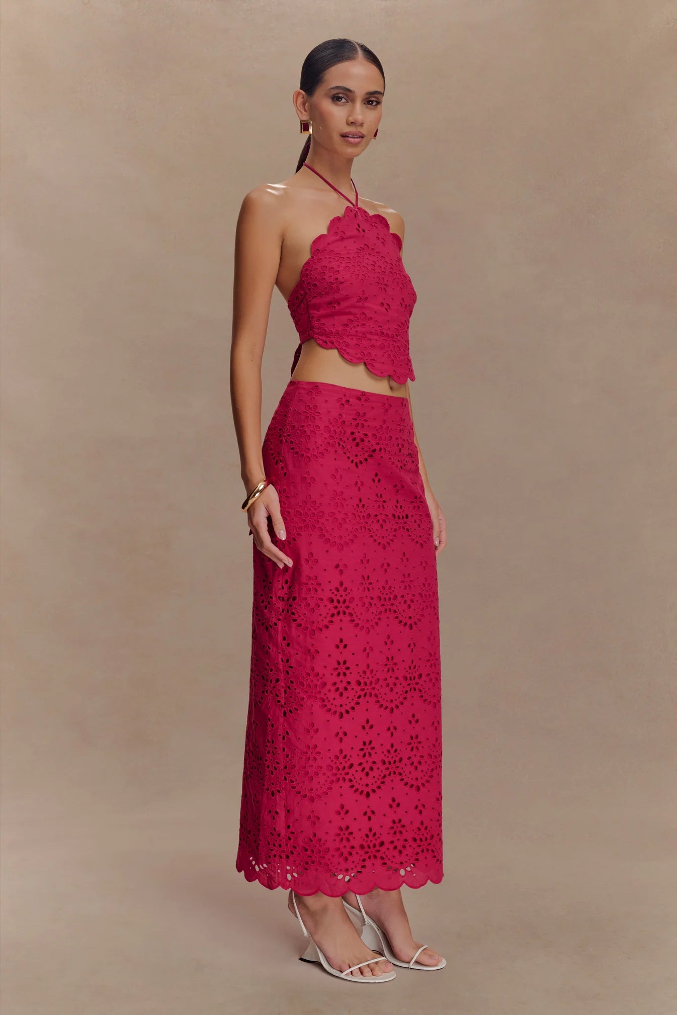 Soraya — Conjunto: blusa con lazos y falda maxi