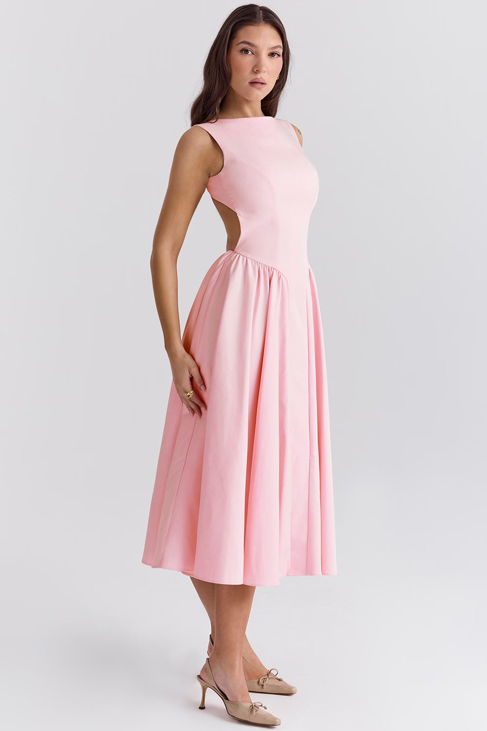 Susana — Vestido midi con espalda descubierta