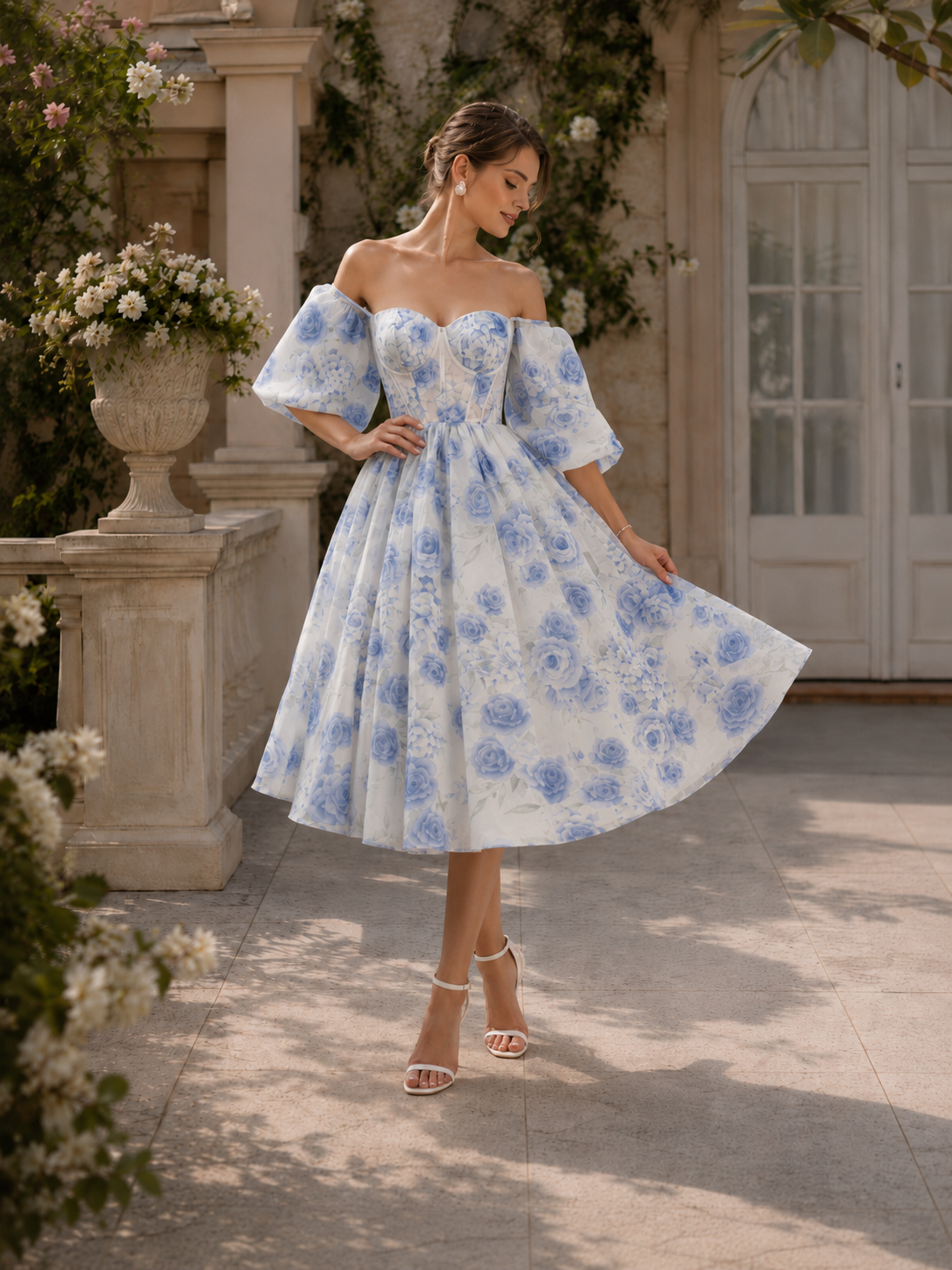 Triana — Vestido midi corset con mangas removibles