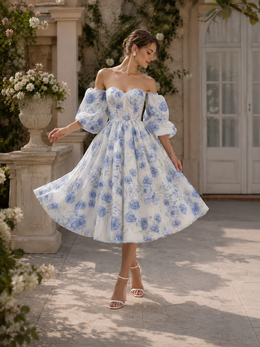 Triana — Vestido midi corset con mangas removibles