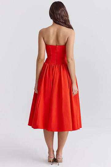 Valeria — Vestido midi strapless