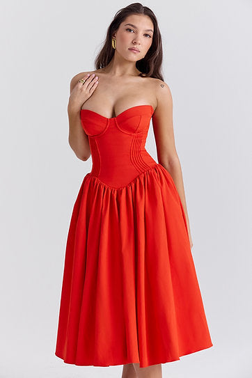 Valeria — Vestido midi strapless