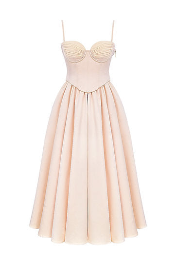 Viana — Vestido midi en conjunto: corset y falda con bolsillos