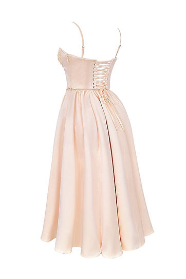 Viana — Vestido midi en conjunto: corset y falda con bolsillos