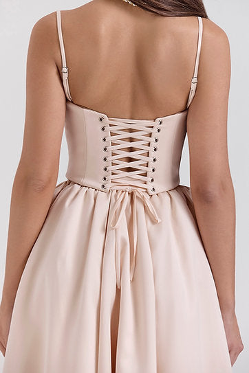 Viana — Vestido midi en conjunto: corset y falda con bolsillos