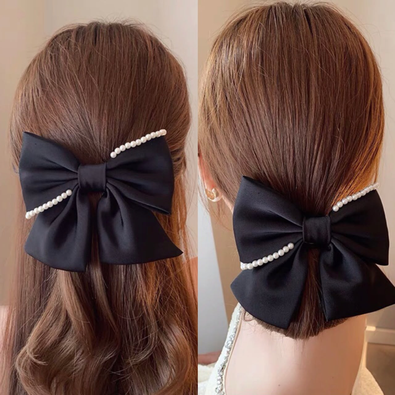 Moño decorado con perlas