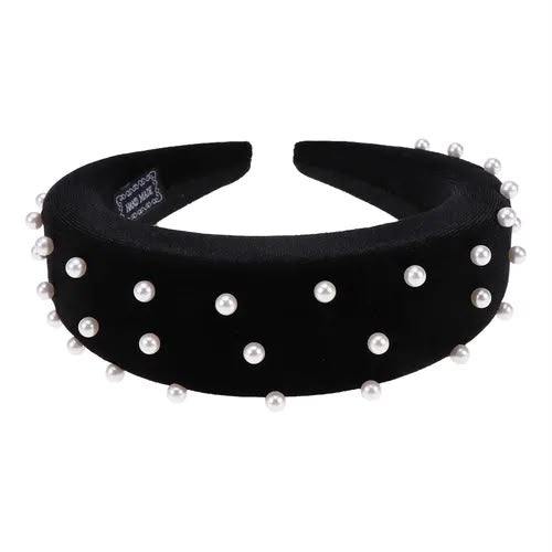 Diadema acolchada velvet con perlas
