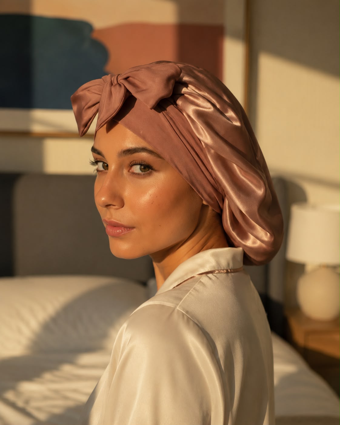 Gorro de satÍn de amarrar